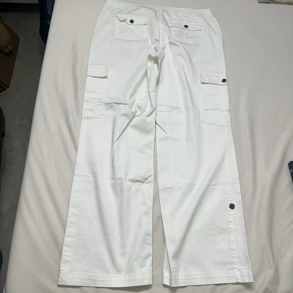 Liz Claiborne New York Womens White Stretch Cargo Pants / Utility‎ Pants Size 14